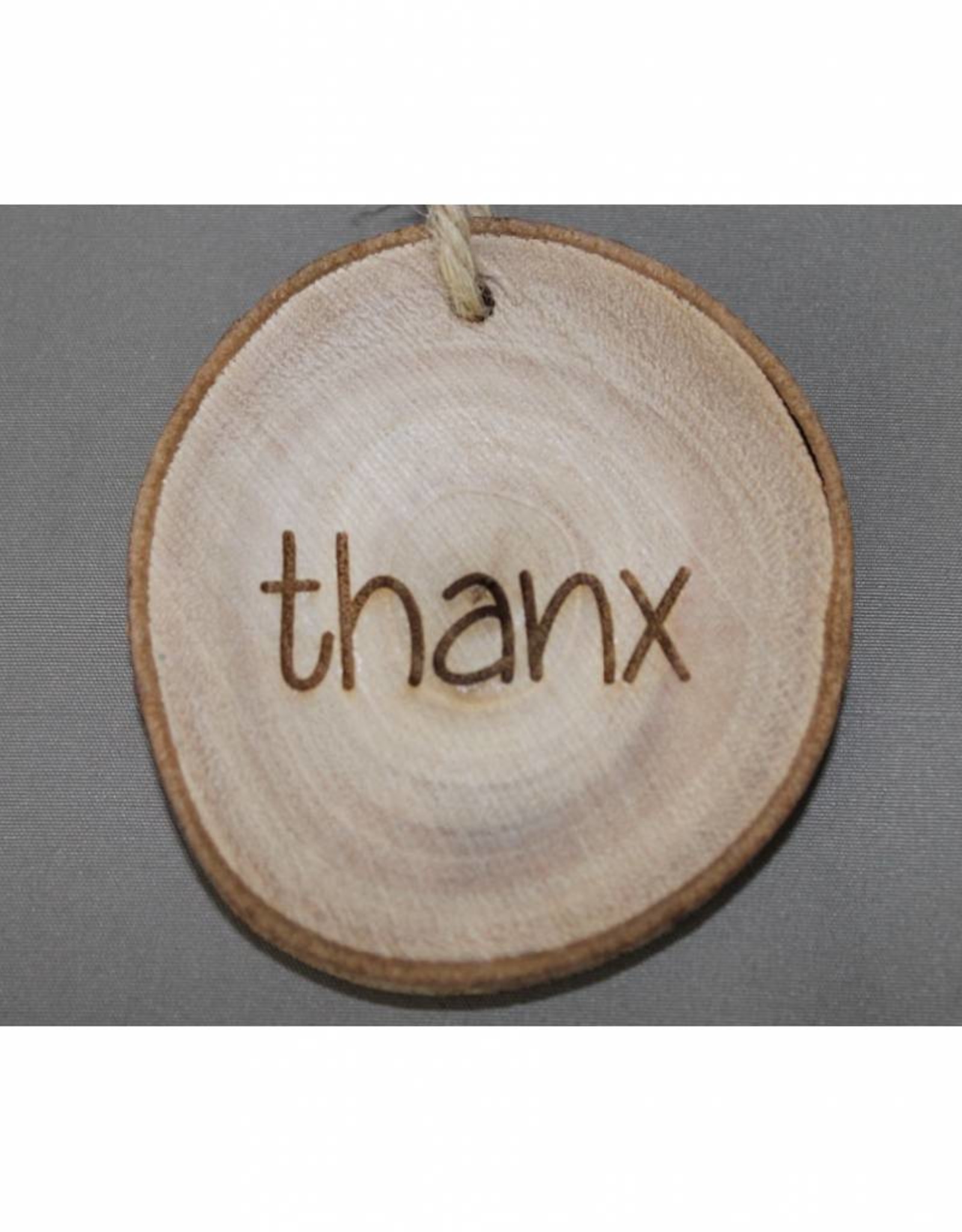 Houten cadeau-label - "thanx"