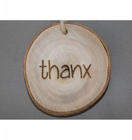 Houten cadeau-label - "thanx"