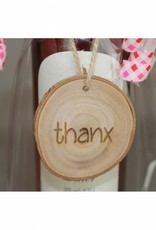Houten cadeau-label - "thanx"