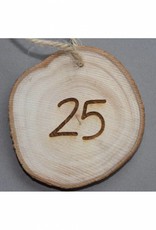 Houten cadeau-label - "25"