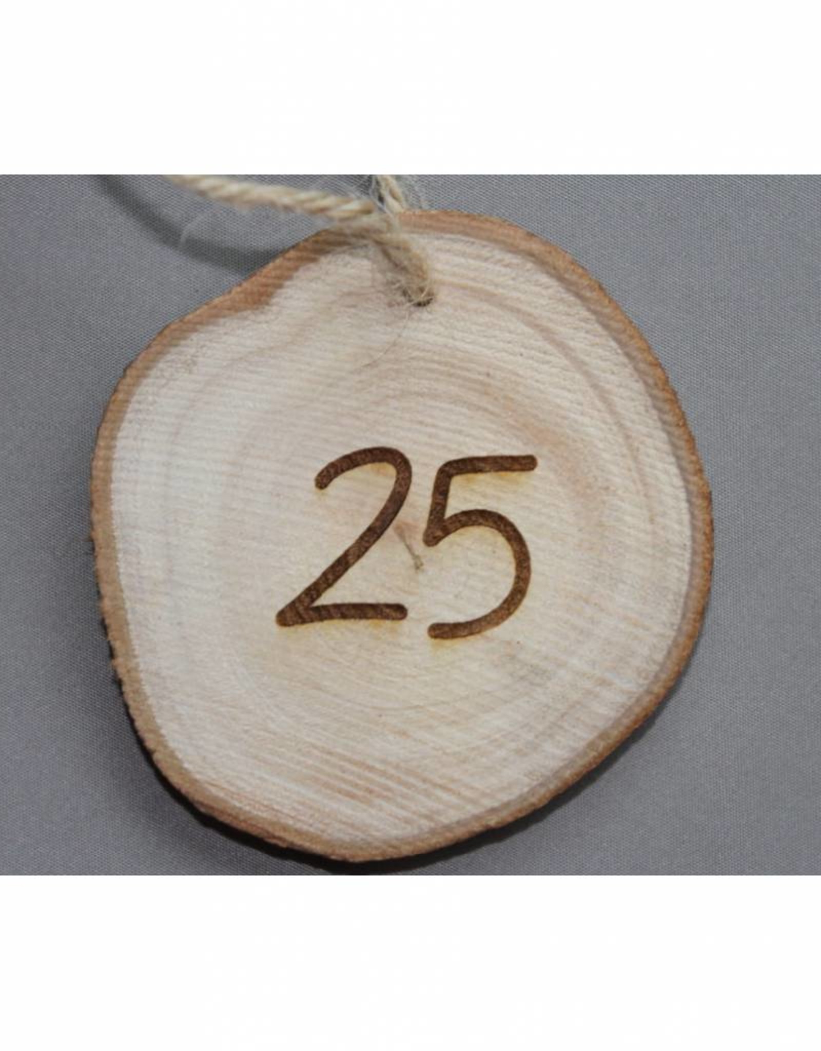 Houten cadeau-label - "25"