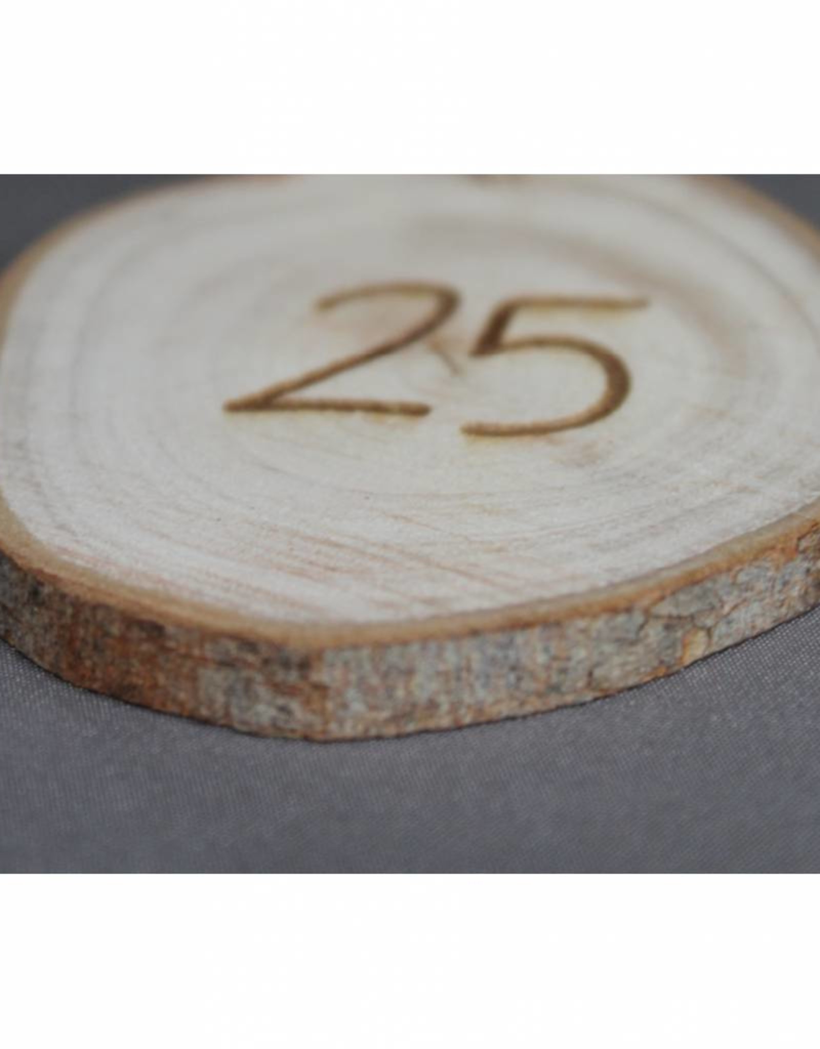 Houten cadeau-label - "25"