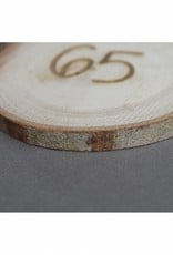 Houten cadeau-label - "65"