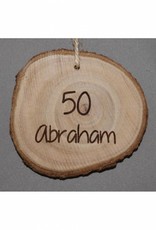 Houten cadeau-label - "Abraham 50"