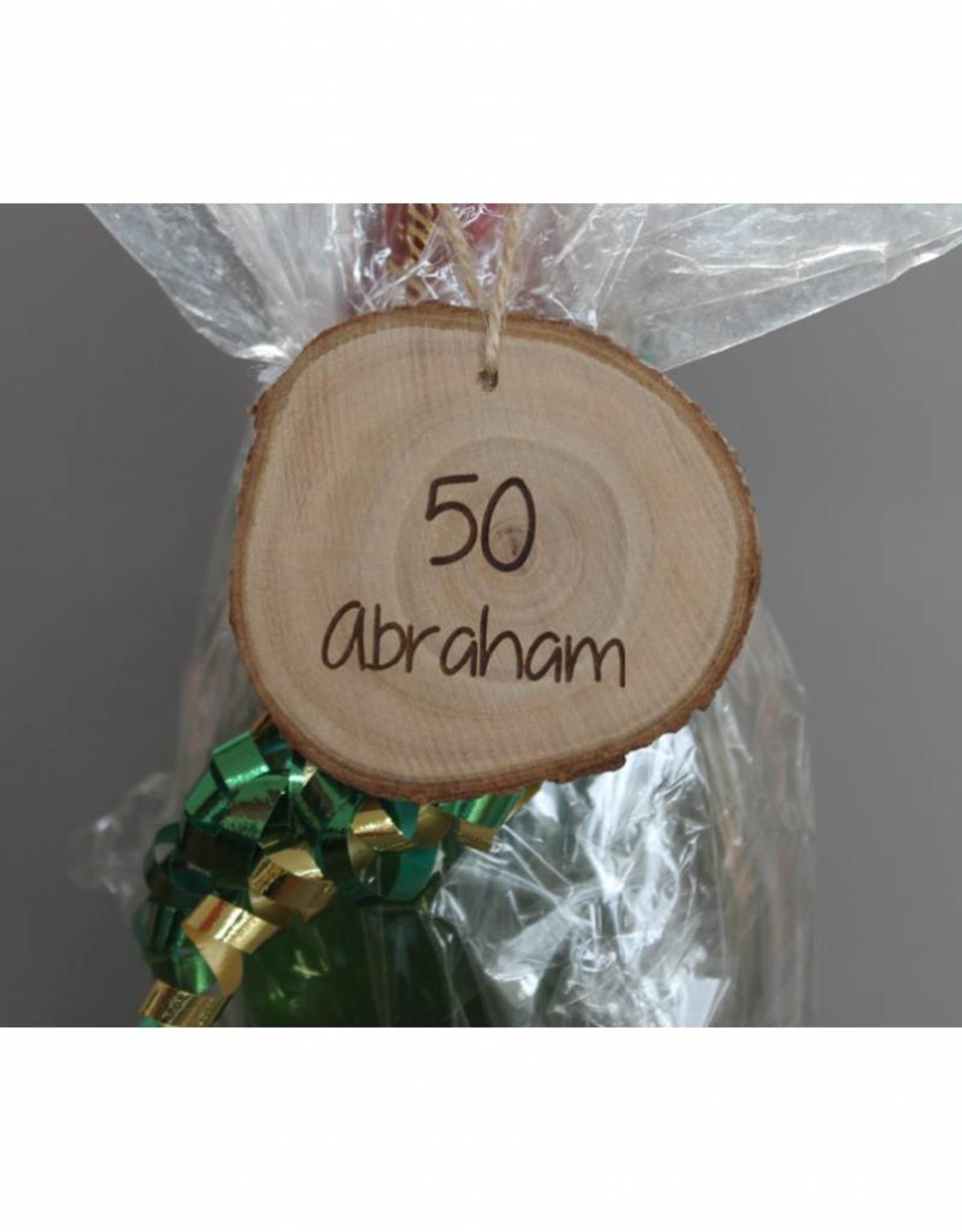 Houten cadeau-label - "Abraham 50"