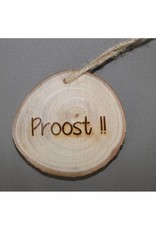 Houten cadeau-label - "Proost"