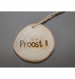 Houten cadeau-label - "Proost"