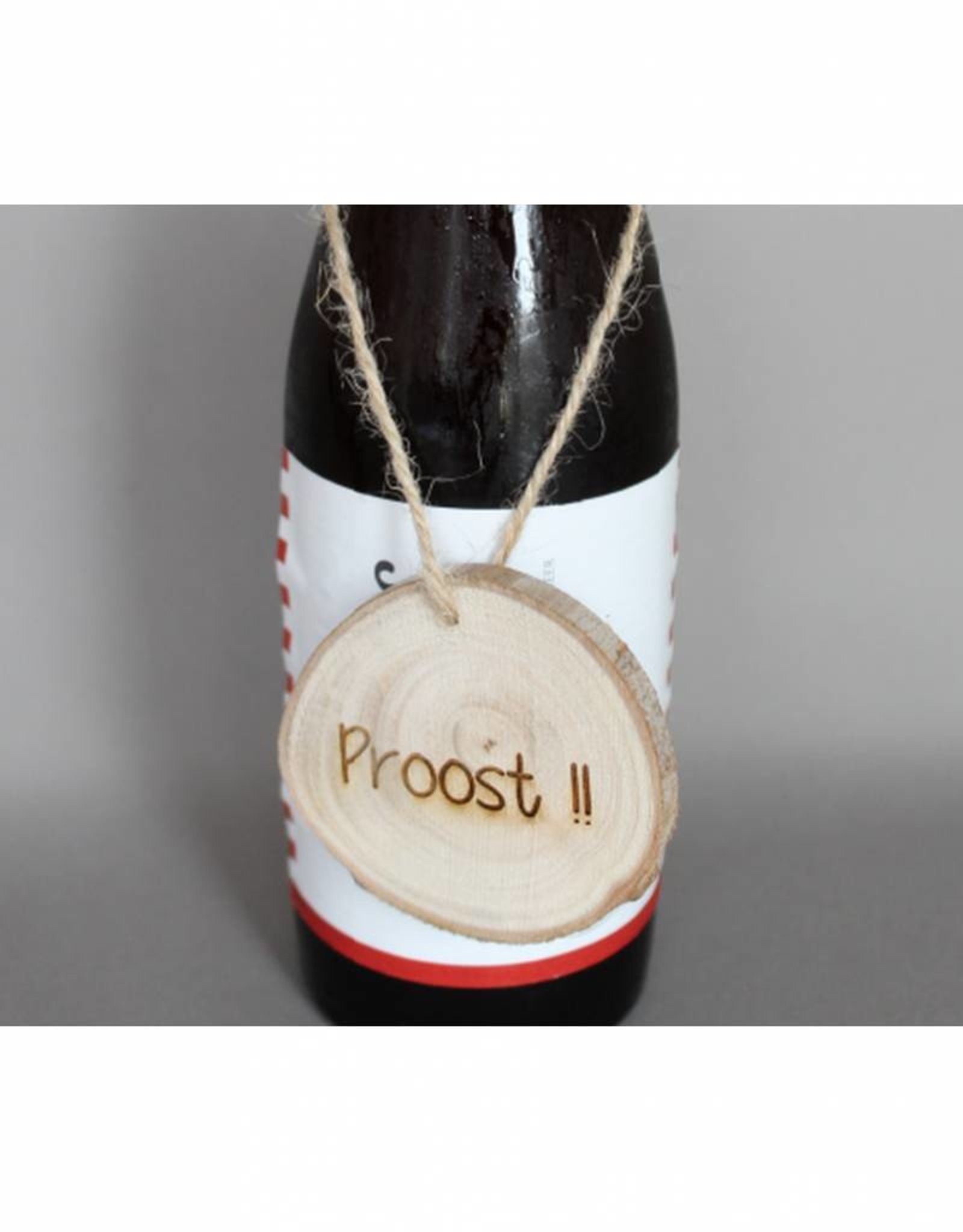 Houten cadeau-label - "Proost"