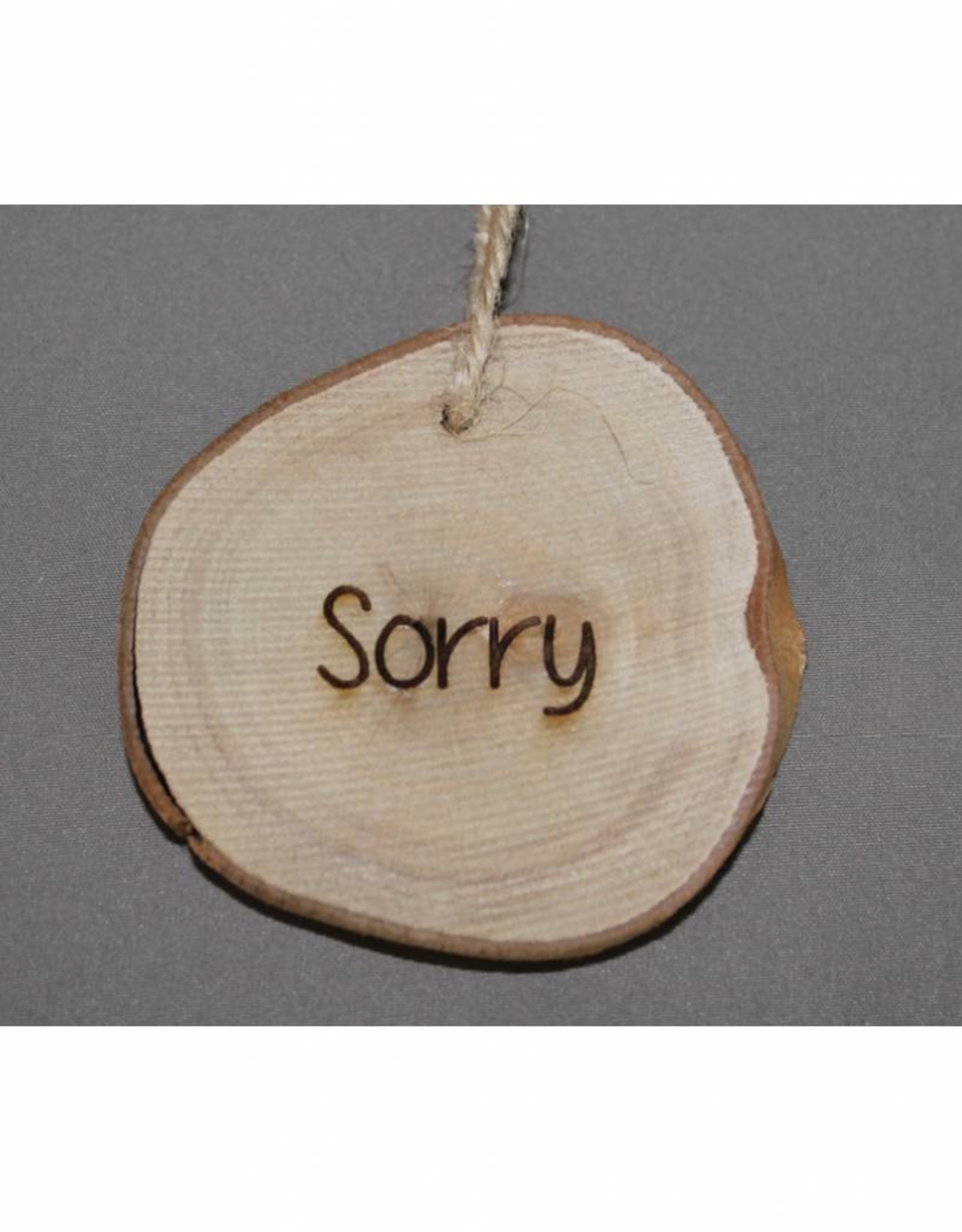 Houten cadeau-label - "Sorry"