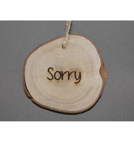 Houten cadeau-label - "Sorry"