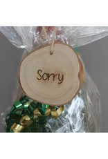 Houten cadeau-label - "Sorry"