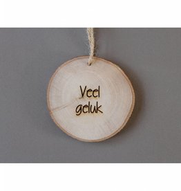 Houten cadeau-label - "Veel geluk"