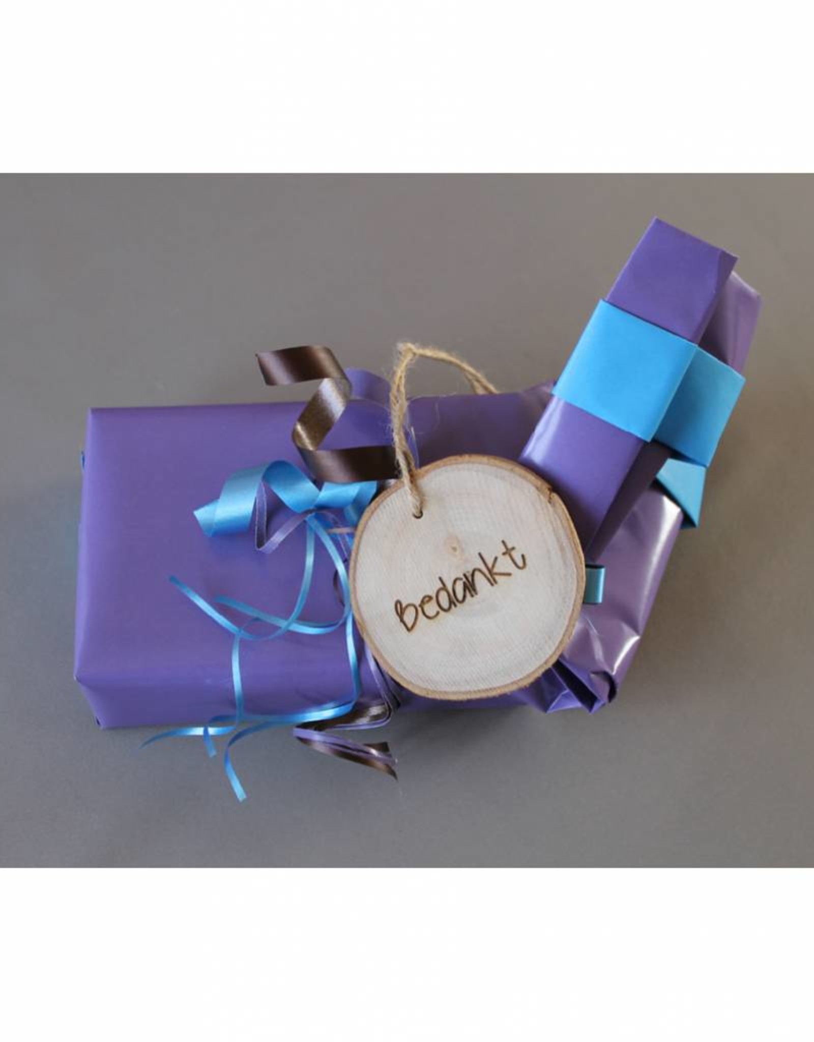 Houten cadeau-label - "Bedankt"