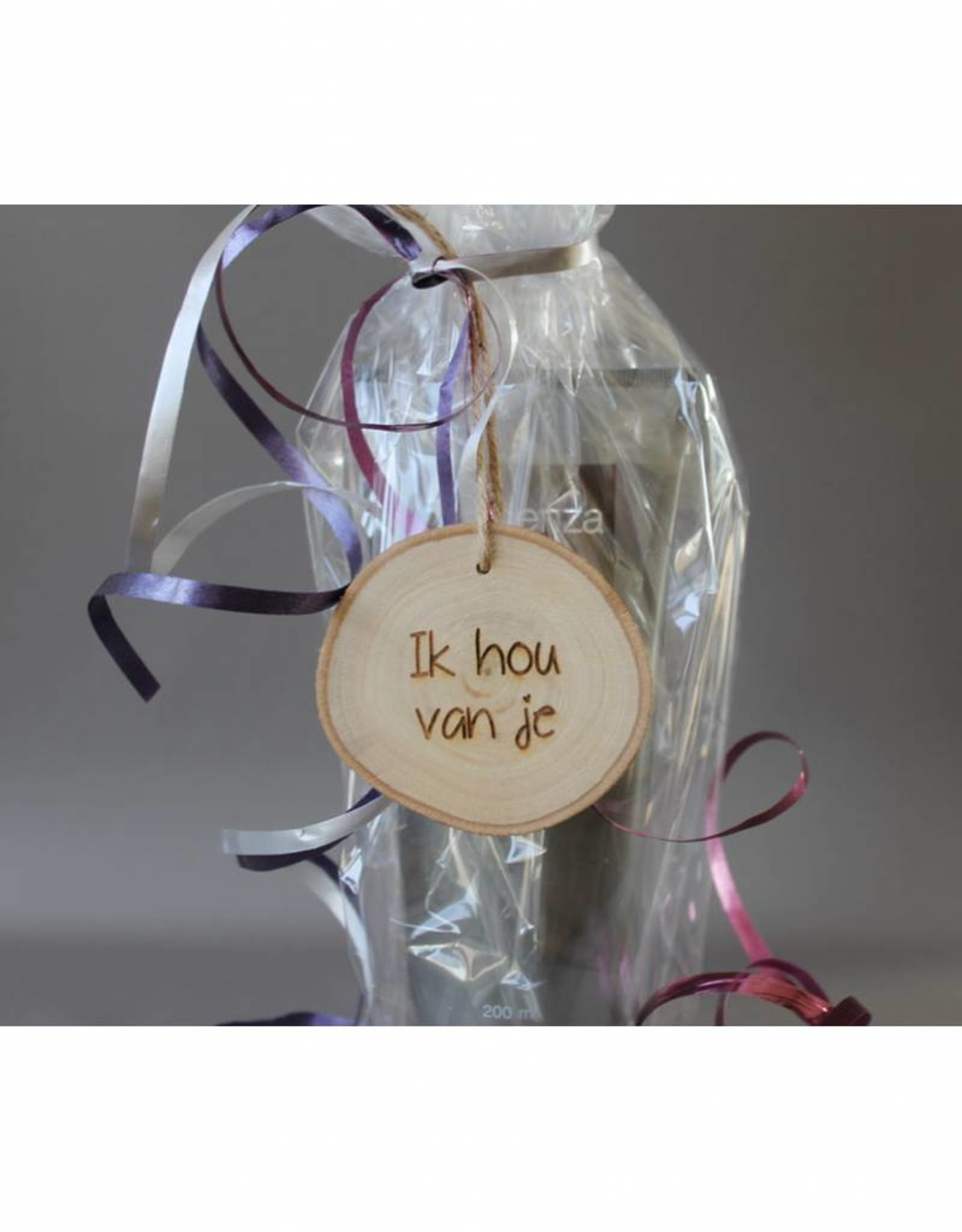 Houten cadeau-label - "Ik hou van je"