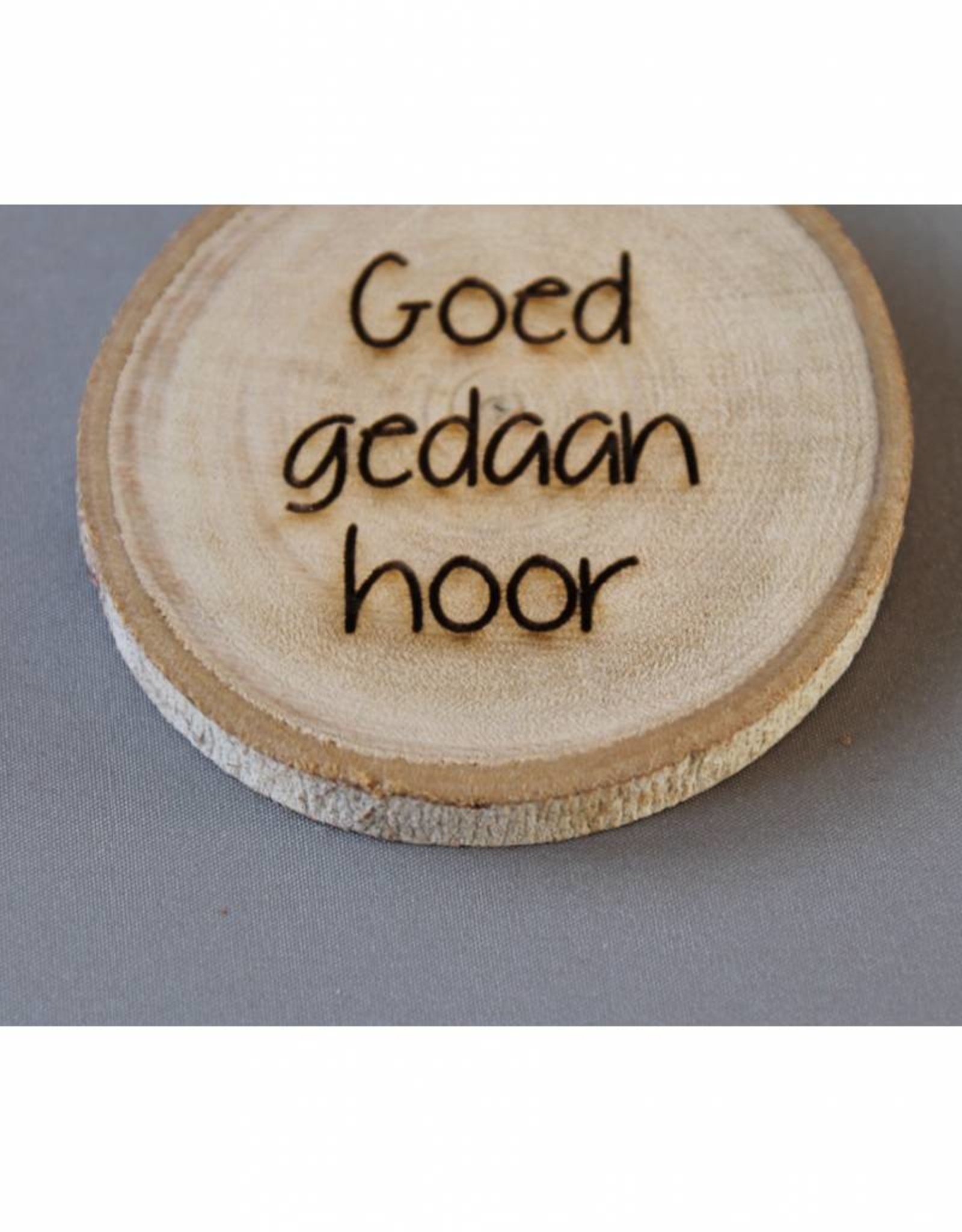 Houten cadeau-label - "Goed gedaan hoor"