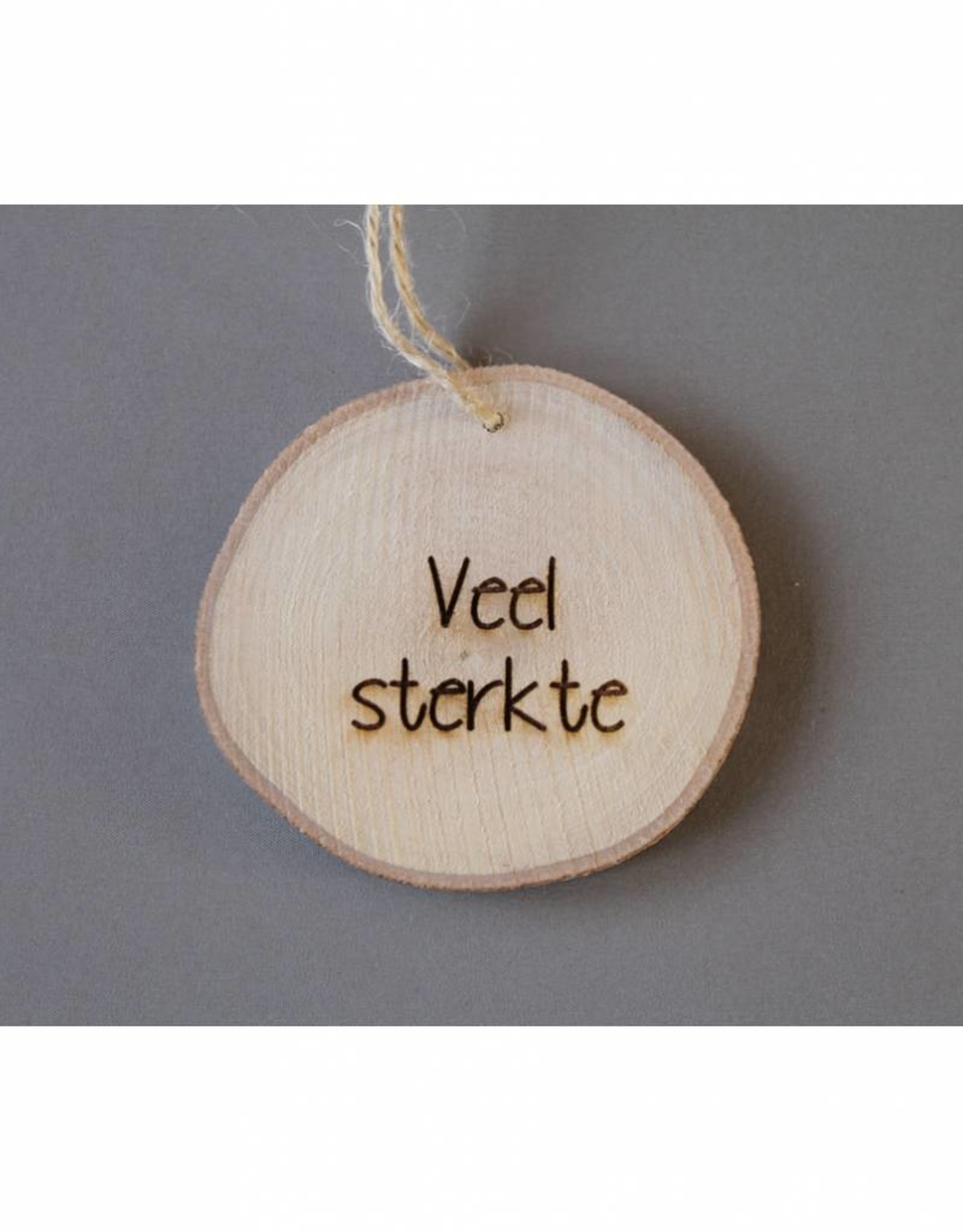 Houten cadeau-label - "Veel sterkte"