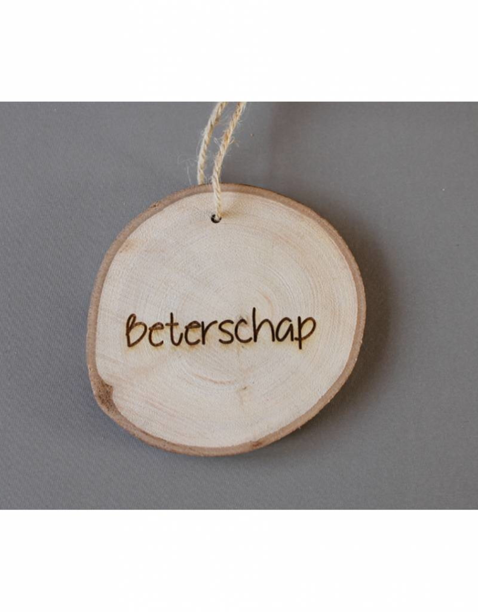 Houten cadeau-label - "Beterschap"