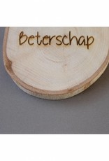 Houten cadeau-label - "Beterschap"