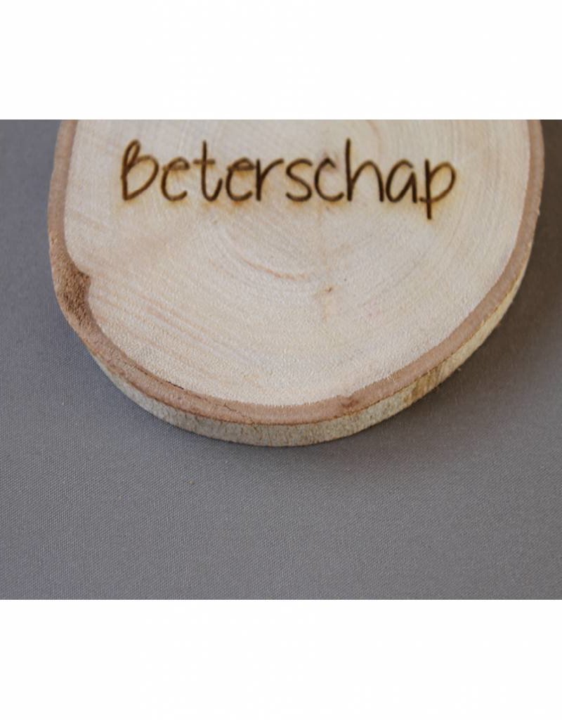 Houten cadeaulabel &quot;Beterschap&quot; Mijn Rouw