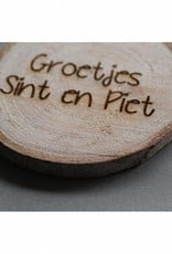Houten cadeau-label - "Groetjes Sint en Piet"