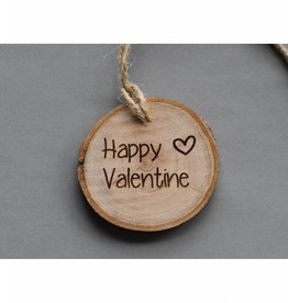 Houten cadeau-label - "Happy Valentine"