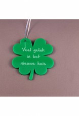 Cadeau-label Klavertje Vier - "Veel geluk in het nieuwe huis"