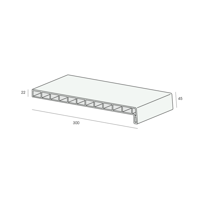 Lignodur Vensterbank 30 cm, voorzijde 45 mm - Wit