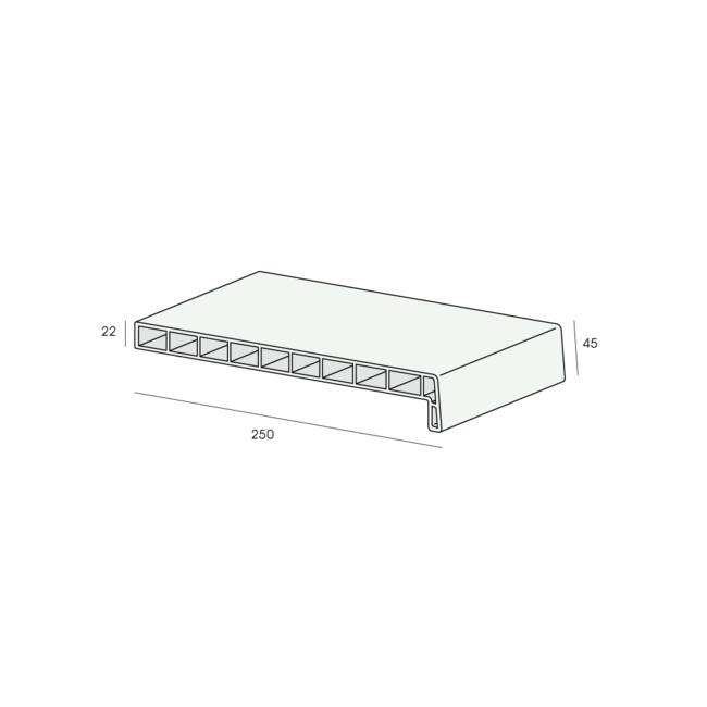 Lignodur Vensterbank 25 cm, voorzijde 45 mm - Crème
