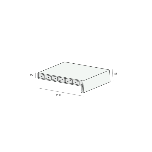 Lignodur Vensterbank 20 cm, voorzijde 45 mm - Crème