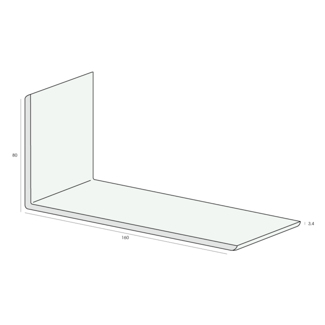 Heering Hoekprofiel 160 x 80 x 3,4 mm - Crème (Renolit) (1 x 600 cm)