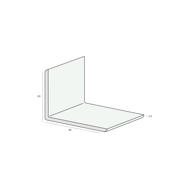Heering Hoekprofiel 80 x 60 x 3,4 mm - Crème (1 x 600 cm)
