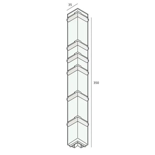 Keralit Uitwendig hoekstuk 350 mm - Zwartgrijs (per stuk)