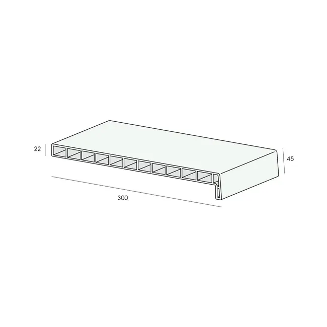 Lignodur Vensterbank 30 cm, voorzijde 45 mm - Crème