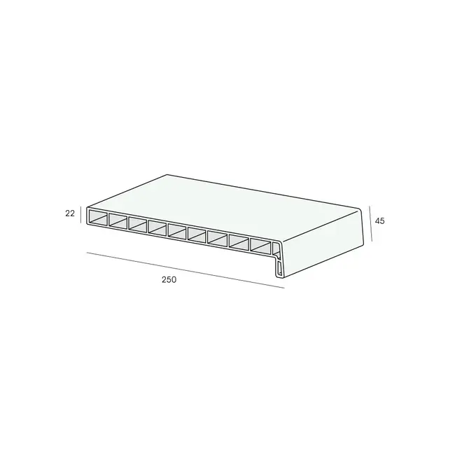 Lignodur Vensterbank 25 cm, voorzijde 45 mm - Crème