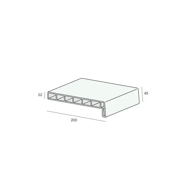 Lignodur Vensterbank 20 cm, voorzijde 45 mm - Marmer