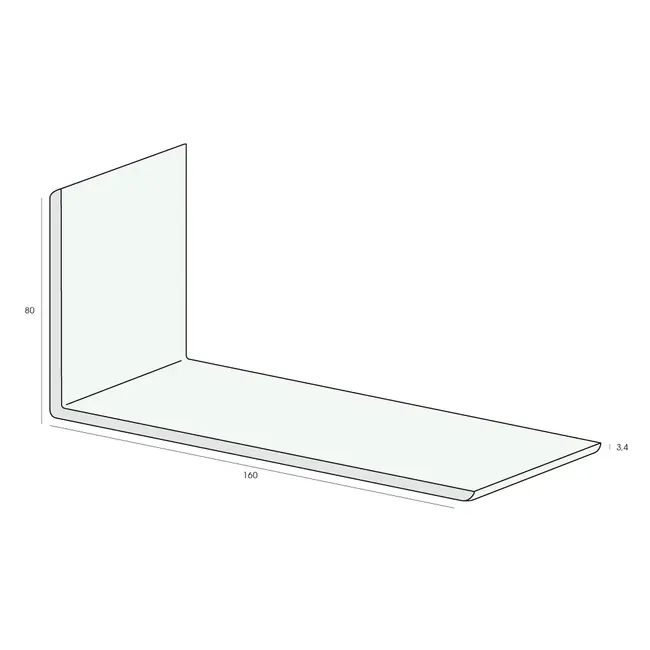 Heering Hoekprofiel 160 x 80 x 3,4 mm - Crème (Renolit) (1 x 600 cm)