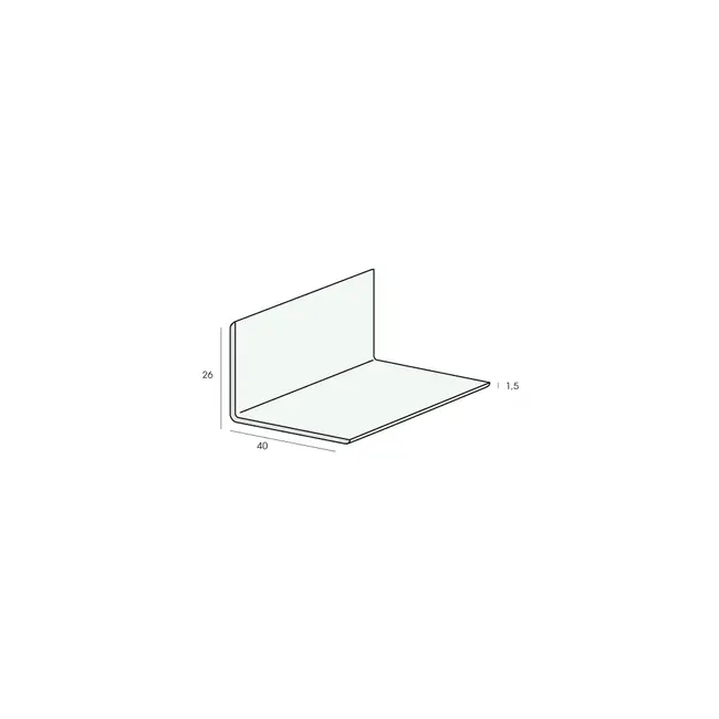 Heering Hoekprofiel 40 x 26 x 1,5 mm - Wit (1 x 500 cm)