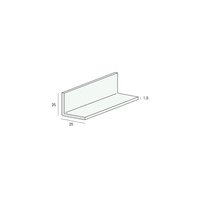 Heering Hoekprofiel 25 x 25 x 1,5 mm - Zwart (1 x 260 cm)