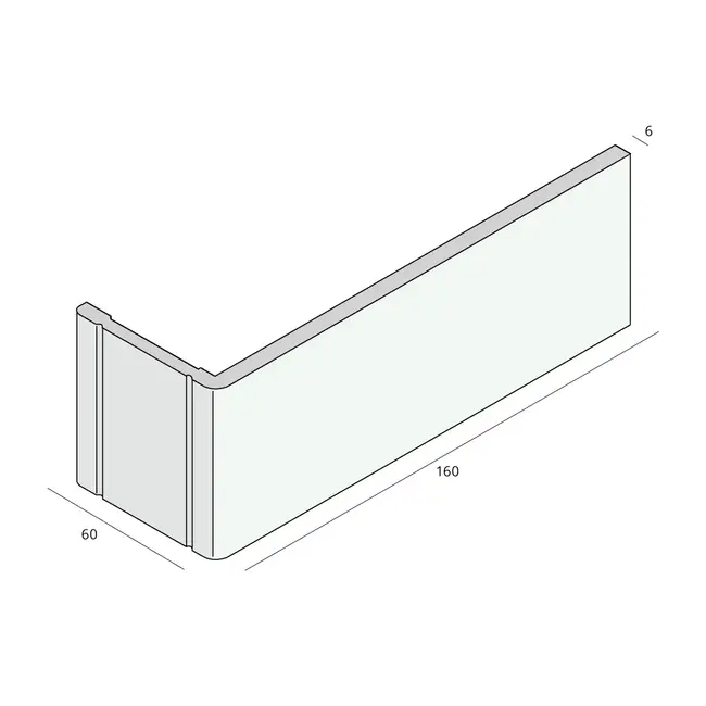 Prodec Hoekpaneel 160 x 60 mm met profilering - Wit