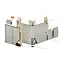 Montagetekening van de horizontale montage van Keralit gevelpanelen op een gevelhoek, met de afwerk- en hulpprofielen. Het eindprofiel 17 mm (2806) is oranje gemarkeerd.