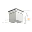 Montagetekening van een uitwendige hoek met Keralit dakrandbekleding en sierlijst modern, met hoekstukken en tussenstukken. Het tussenstuk sierlijst modern (2855) is oranje gemarkeerd.