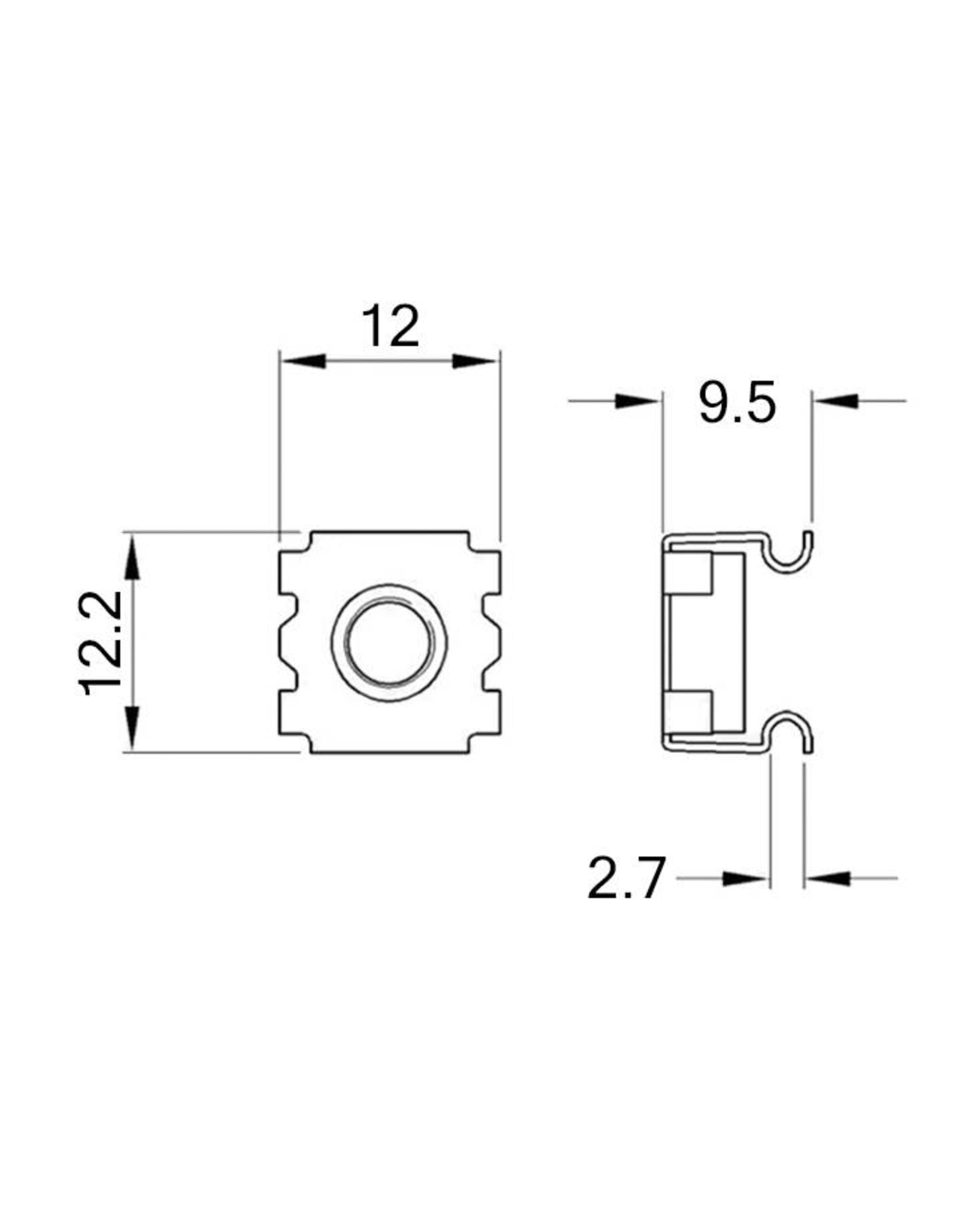 Penn Elcom Cagenut set M6, 2 mm, 100 pieces, for aluminium extrusions RG-6135 or RG-6145