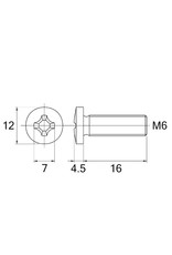Penn Elcom Screw, Crosshead M6x16, Black, 100 pieces