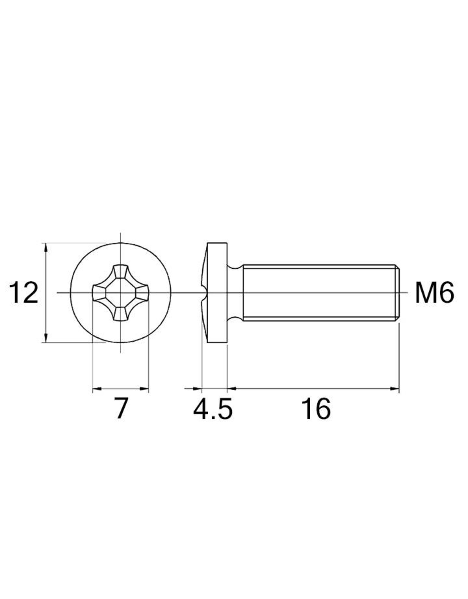 Penn Elcom Screw, Crosshead M6x16, Black, 100 pieces