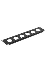 Penn Elcom Punched Rack Panel, 6 Schuko, 2U, steel