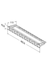Penn Elcom Punched rack panel, 12 holes Neutrik D, for MDLX-series, steel, 1U , with cable support