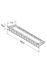 Penn Elcom Punched rack panel, 16 holes Neutrik D, for MDLX-series, steel, 1U, with cable support