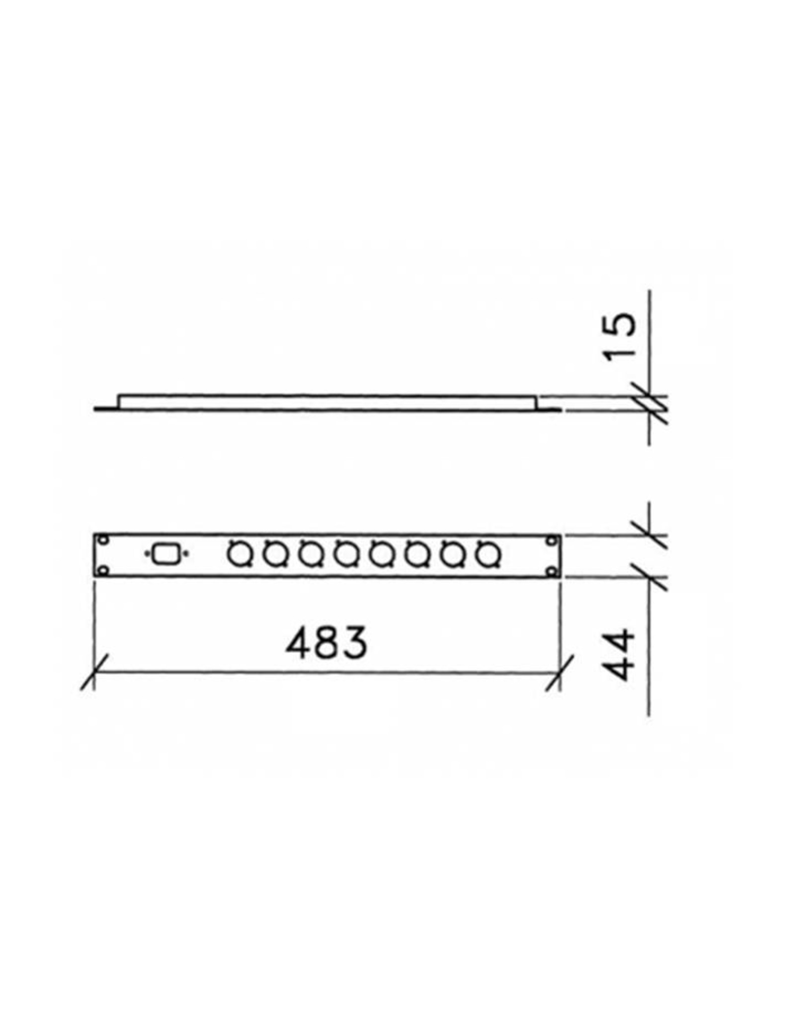 Penn Elcom Punched rack panel, 8 holes Neutrik D + 1 euro, 1U, steel