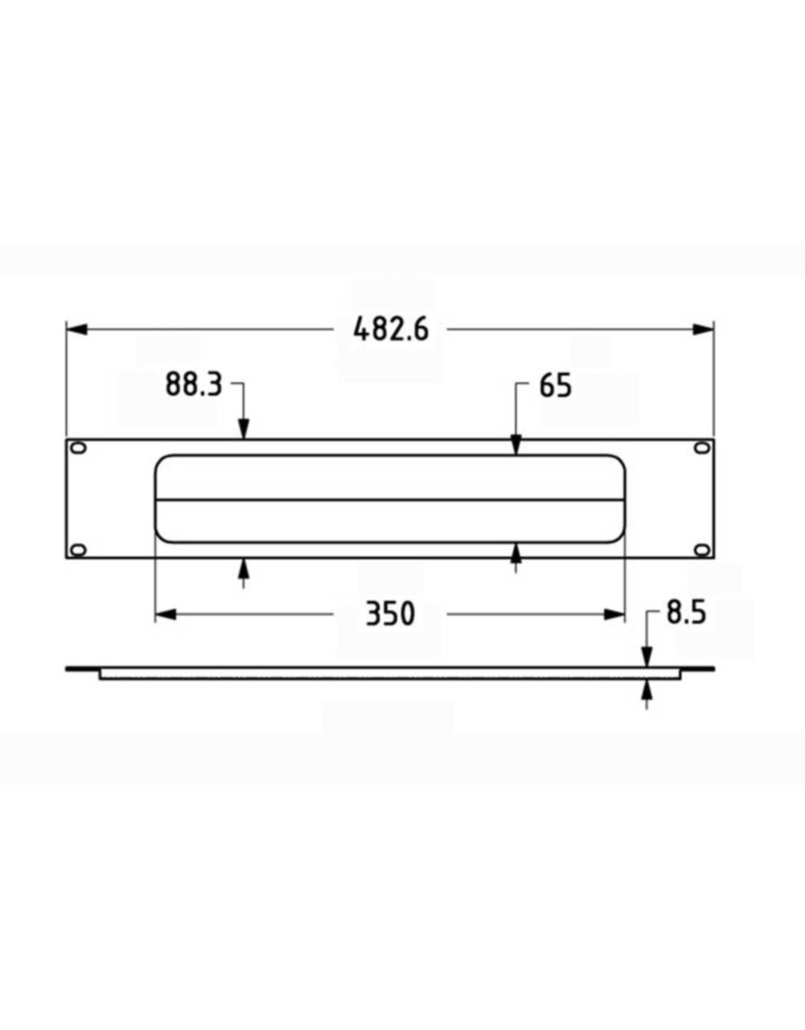 Penn Elcom Penn Elcom frontplaat, aluminium, omgezet, 2 HE, zwart, voor kabeldoorvoer