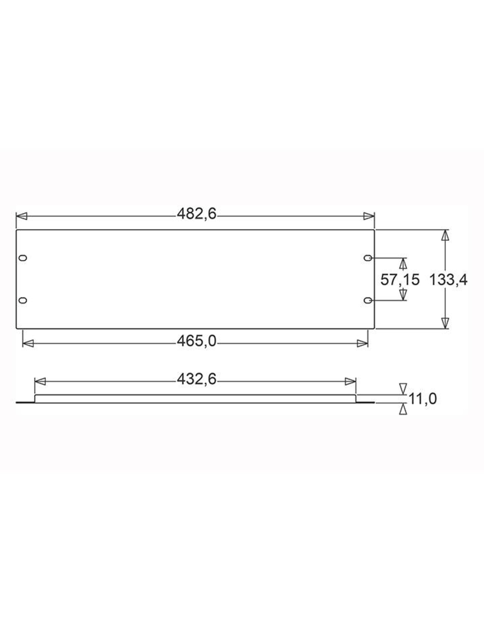 Penn Elcom Penn Elcom plain rack panel, steel, flanged, 3U, black